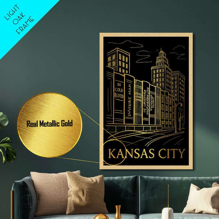 Kansas City Kansas art, Metallic Gold Art, Travel Art Prints, Metal Art, Wood Framed Art, Adventure Lover Gift, Traveler Gift