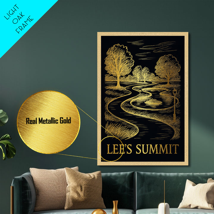 Lee’s Summit Missouri art, Metallic Gold Art, Travel Art Prints, Metal Art, Wood Framed Art, Adventure Lover Gift, Traveler Gift