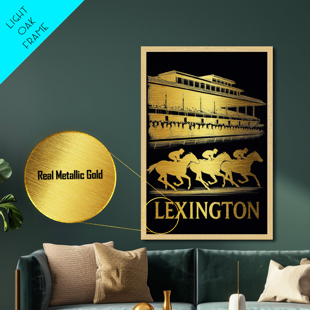 Lexington Kentucky art, Metallic Gold Art, Best Friend Gifts, Metal Art, Wood Framed Art, Birthday Travel Gift, Destination Gift