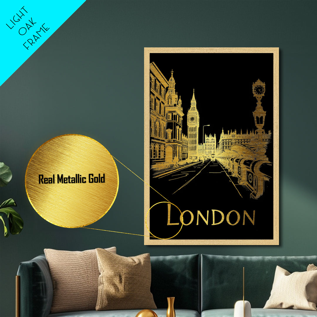 London art, Metallic Gold Art, Travel Art Prints, Metal Art, Wood Framed Art, Best Friend Gifts, Adventure Lover Gift