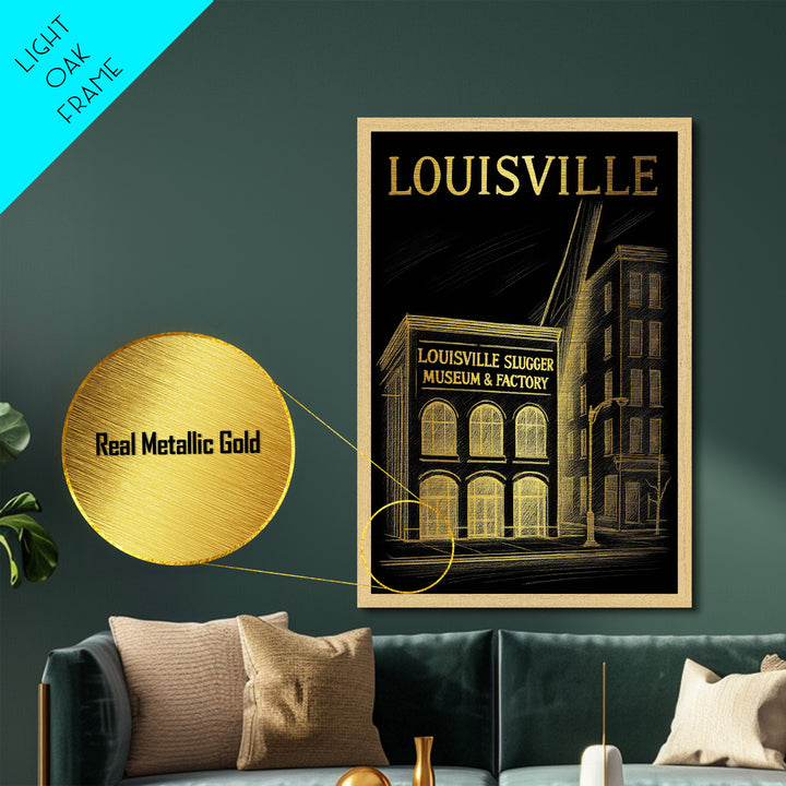 Louisville Kentucky art, Metallic Gold Art, Travel Art Prints, Metal Art, Wood Framed Art, Adventure Lover Gift