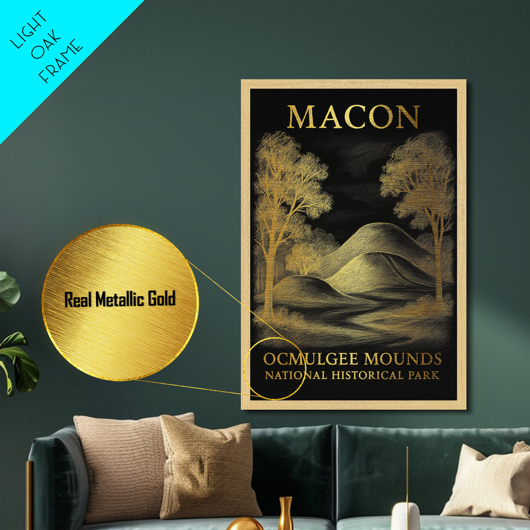 Macon Georgia art, Metallic Gold Art, Closing Gift, Metal Art, Wood Framed Art, Anniversary Travel Gift
