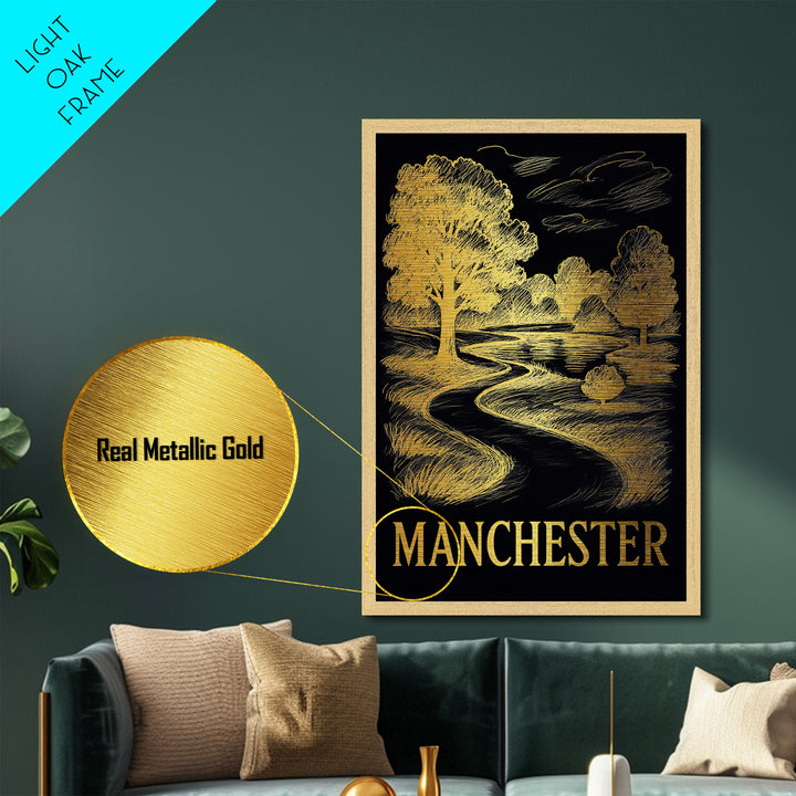 Manchester New Hampshire art, Metallic Gold Art, Modern House Art, Metal Art, Wood Framed Art, Graduation Travel Gift