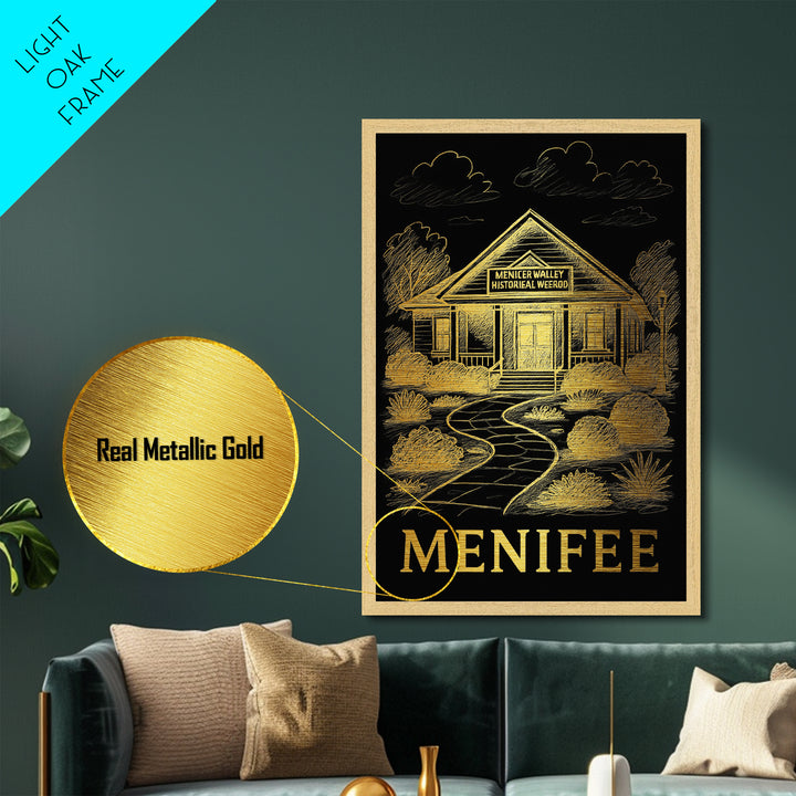 Menifee California art, Metallic Gold Art, Travel Art Prints, Metal Art, Wood Framed Art, Adventure Lover Gift