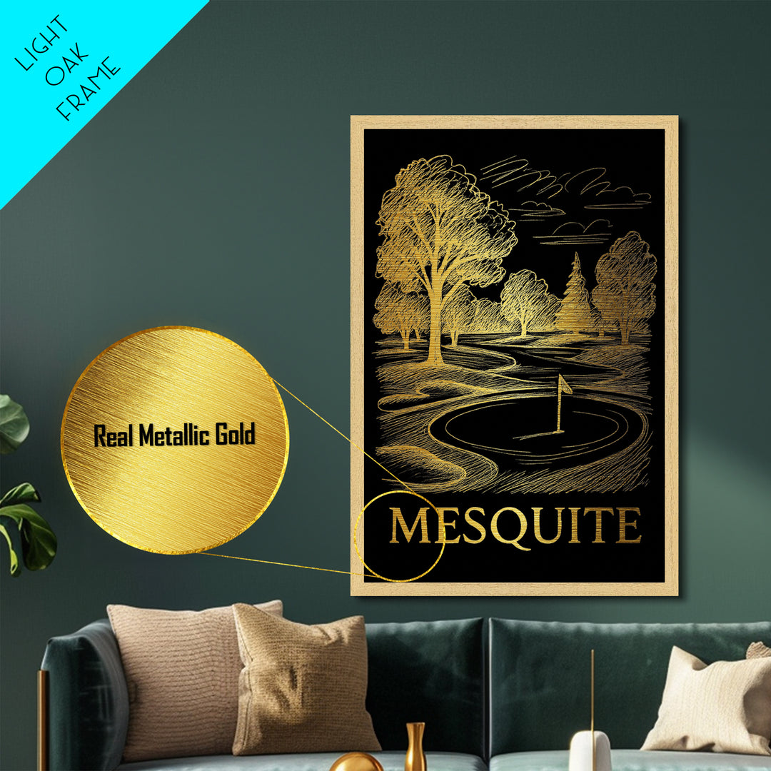 Mesquite Texas art, Metallic Gold Art, Housewarming Gift, Metal Art, Wood Framed Art, Newlywed Travel Gift