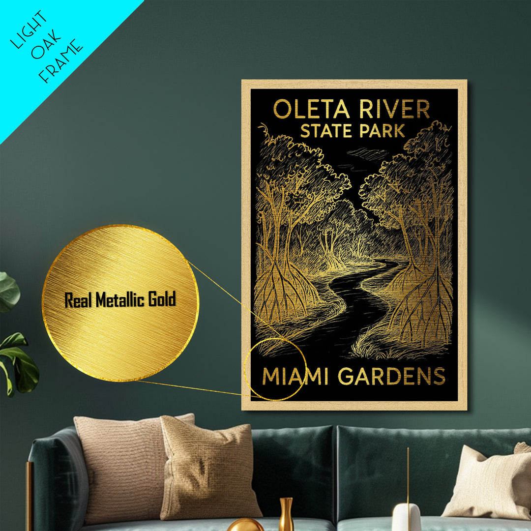 Miami Gardens Florida art, Metallic Gold Art, Travel Art Prints, Metal Art, Wood Framed Art, Adventure Lover Gift