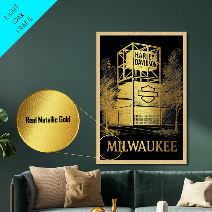 Milwaukee Wisconsin art, Metallic Gold Art, Best Friend Gifts, Metal Art, Wood Framed Art, Birthday Travel Gift