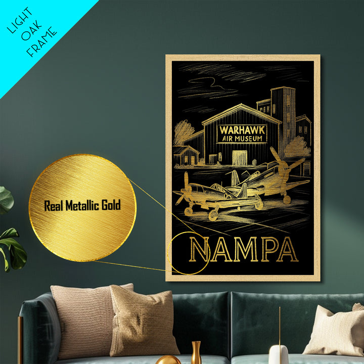 Nampa Idaho art, Metallic Gold Art, Modern House Art, Metal Art, Wood Framed Art, Graduation Travel Gift, Travel Gift