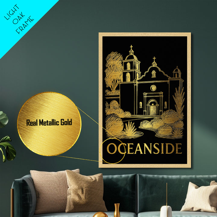 Oklahoma City Oklahoma art, Metallic Gold Art, Office Decor, Metal Art, Wood Framed Art, Graduation Travel Gift, Destination Gift