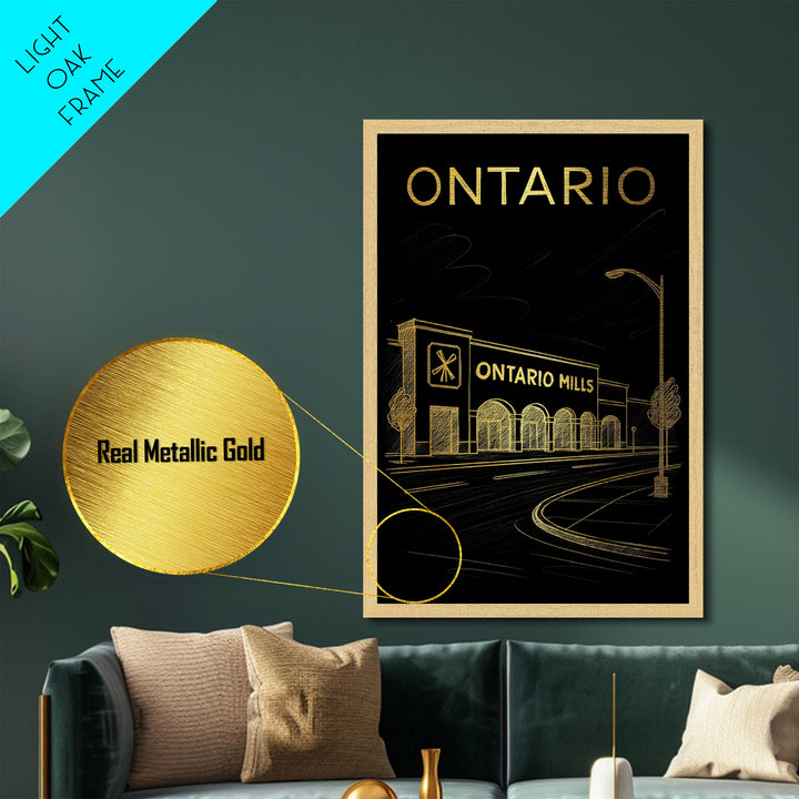 Ontario California travel, Metallic Gold Print, College Dorm Décor, Metal Art, Wood Framed Art, Graduation Travel Gift, Traveler Gift