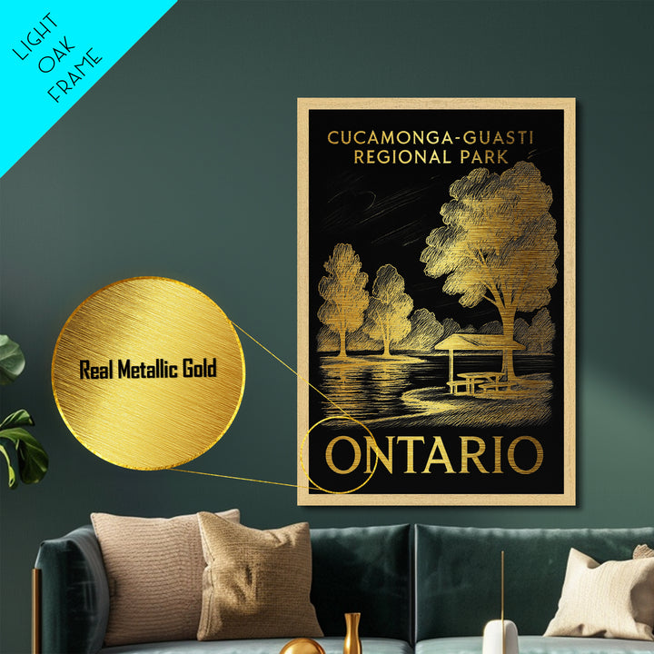 Ontario California art, Metallic Gold Art, Best Friend Gifts, Metal Art, Wood Framed Art, Birthday Travel Gift, Destination Gift