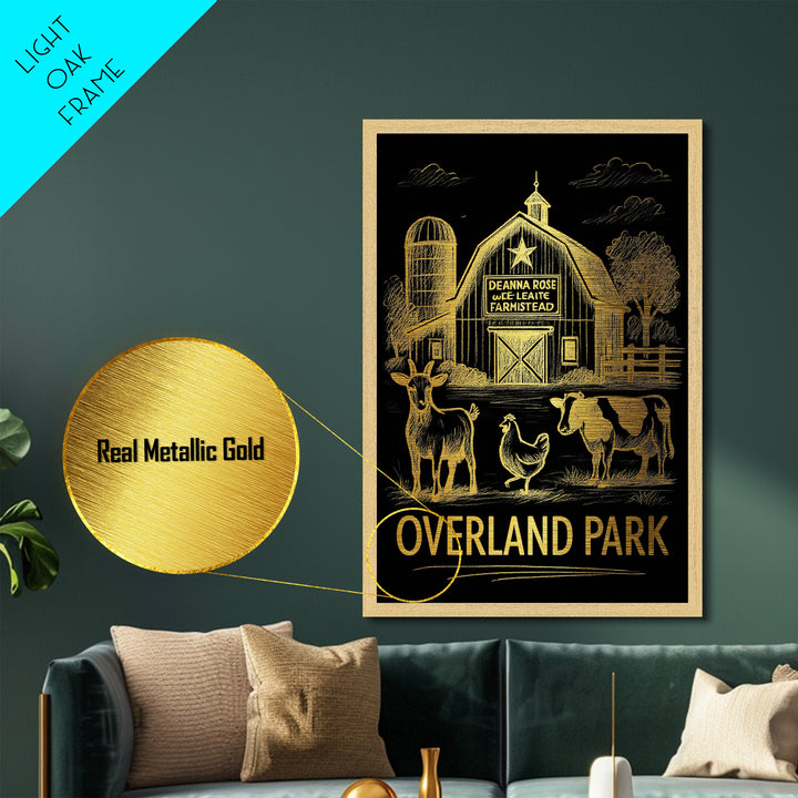Overland Park Kansas art, Metallic Gold Art, Travel Art Prints, Metal Art, Wood Framed Art, Adventure Lover Gift, Traveler Gift