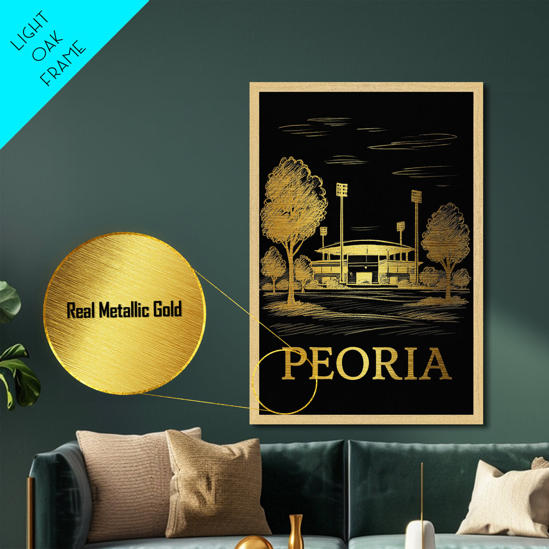 Peoria Arizona travel, Metallic Gold Print, Modern House Art, Metal Art, Wood Framed Art, Wanderlust Gift, Travel Art Prints