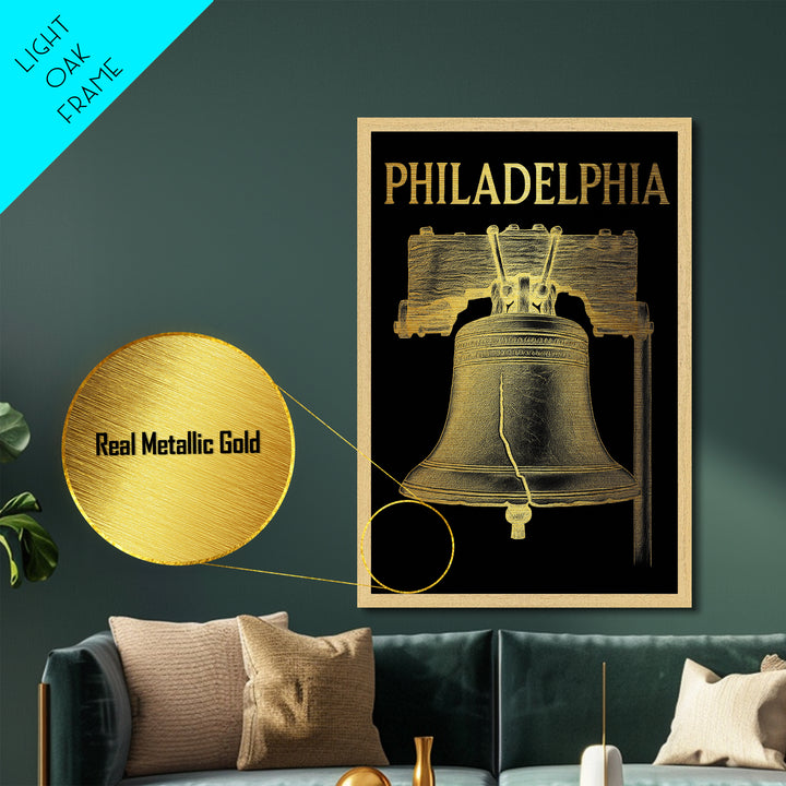 Philadelphia Pennsylvania art, Metallic Gold Art, Modern House Art, Metal Art, Wood Framed Art, Graduation Travel Gift, Travel Gift