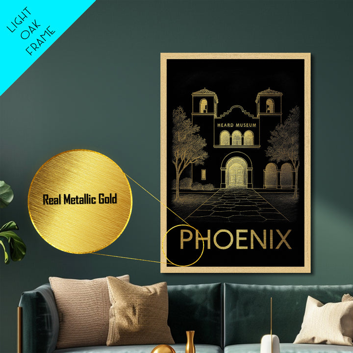 Phoenix Arizona travel, Metallic Gold Print, College Dorm Décor, Metal Art, Wood Framed Art, Graduation Travel Gift, Traveler Gift