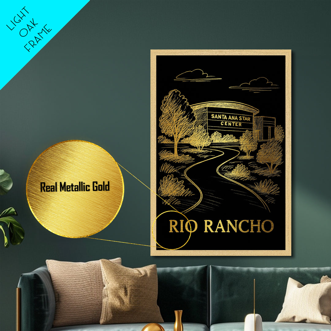 Rio Rancho New Mexico art, Metallic Gold Art, Modern House Art, Metal Art, Wood Framed Art, Graduation Travel Gift, Travel Gift
