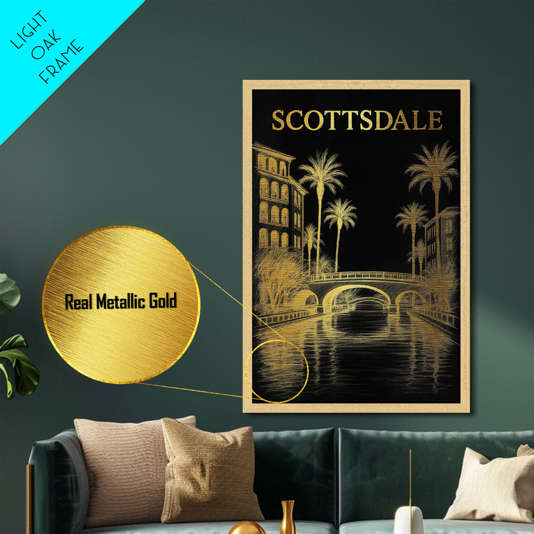 Scottsdale Arizona travel, Metallic Gold Art, Best Friend Gifts, Metal Art, Wood Framed Art, Birthday Travel Gift, Destination Gift