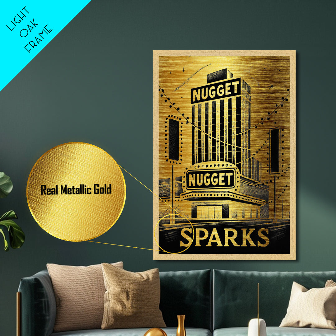 Sparks Nevada art, Metallic Gold Art, Travel Art Prints, Metal Art, Wood Framed Art, Adventure Lover Gift, Traveler Gift