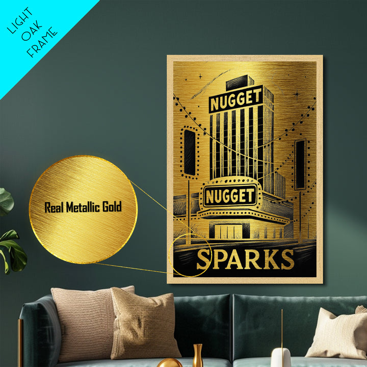 Sparks Nevada art, Metallic Gold Art, Travel Art Prints, Metal Art, Wood Framed Art, Adventure Lover Gift, Traveler Gift