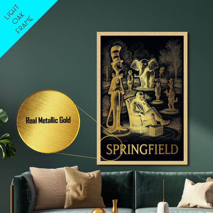 Springfield Missouri art, Metallic Gold Art, Office Decor, Metal Art, Wood Framed Art, Graduation Travel Gift, Destination Gift