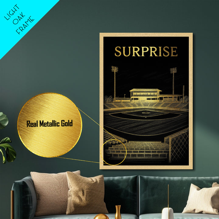 Surprise Arizona travel, Metallic Gold Print, Closing Gift, Metal Art, Wood Framed Art, Anniversary Travel Gift, Retirement Gift