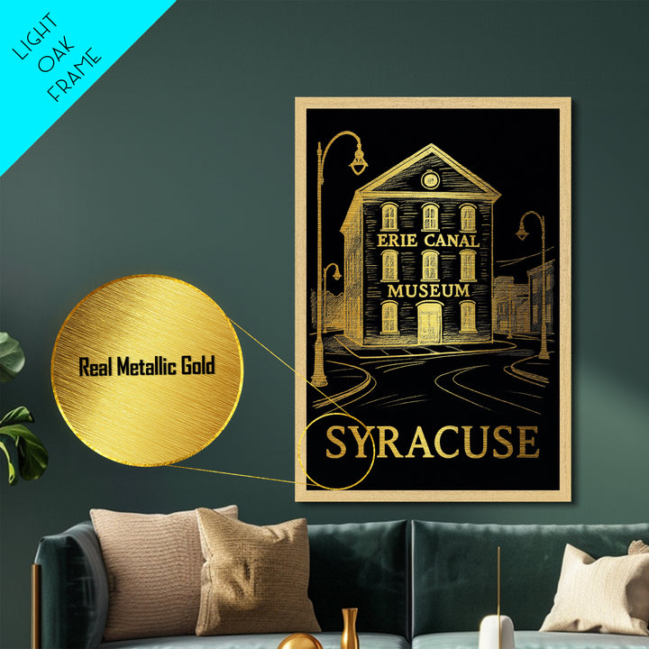 Syracuse New York art, Metallic Gold Art, Travel Art Prints, Metal Art, Wood Framed Art, Adventure Lover Gift, Traveler Gift