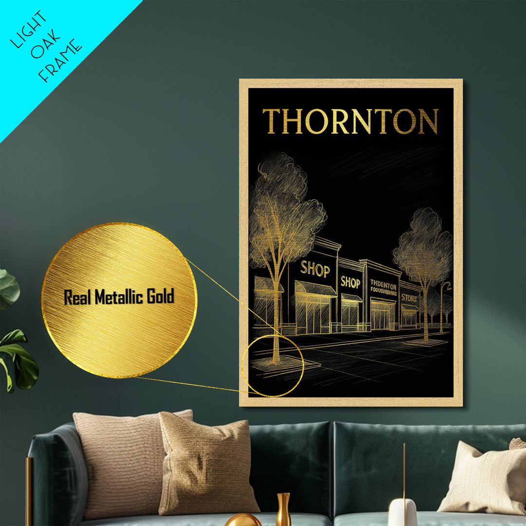 Thornton Colorado travel, Metallic Gold Print, Modern House Art, Metal Art, Wood Framed Art, Graduation Travel Gift, Destination Gift