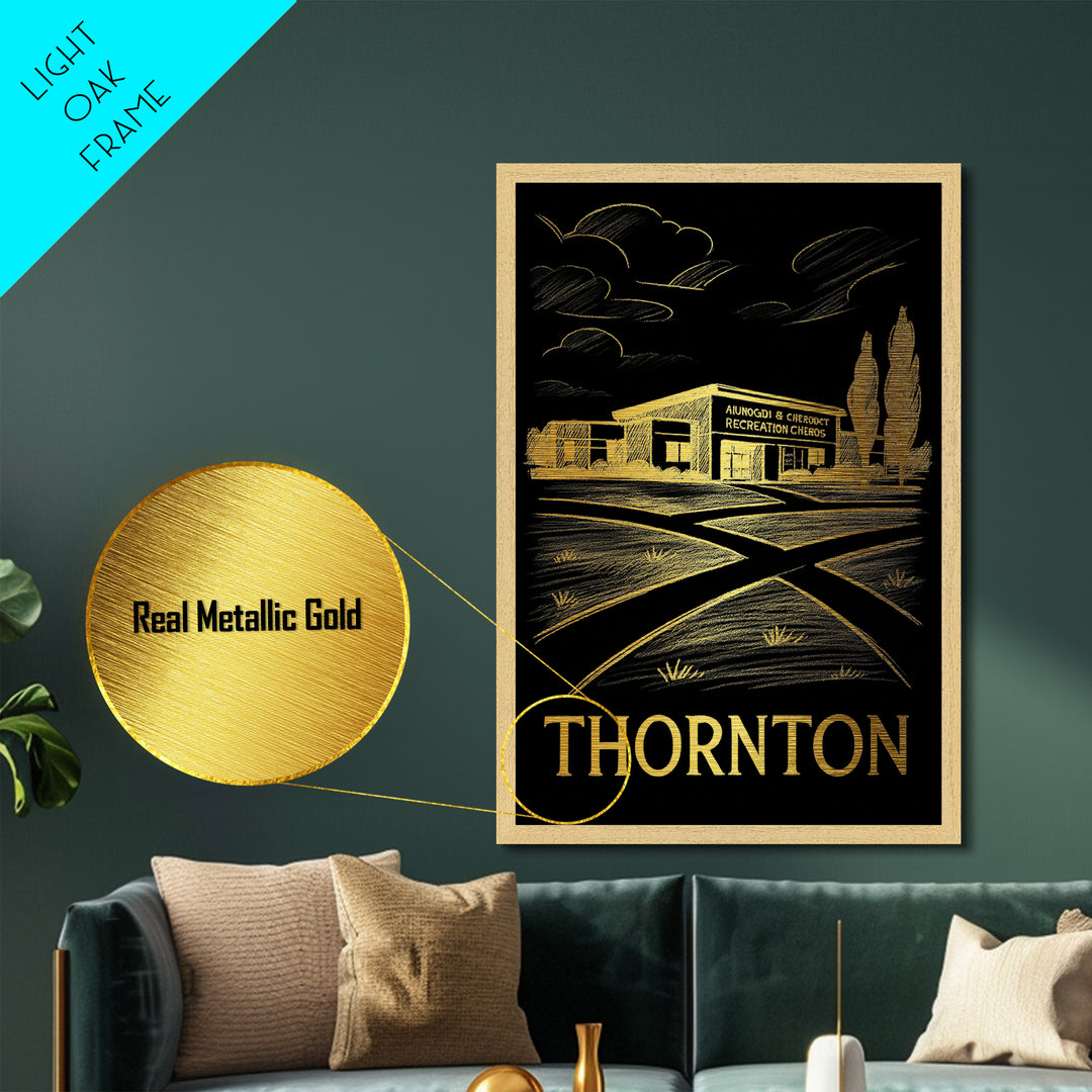 Thornton Colorado art, Metallic Gold Art, Modern House Art, Metal Art, Wood Framed Art, Graduation Travel Gift, Travel Gift