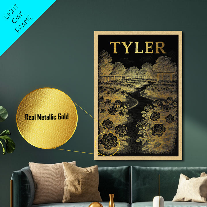 Tyler Texas travel, Metallic Gold Print, Closing Gift, Metal Art, Wood Framed Art, Anniversary Travel Gift, Retirement Gift