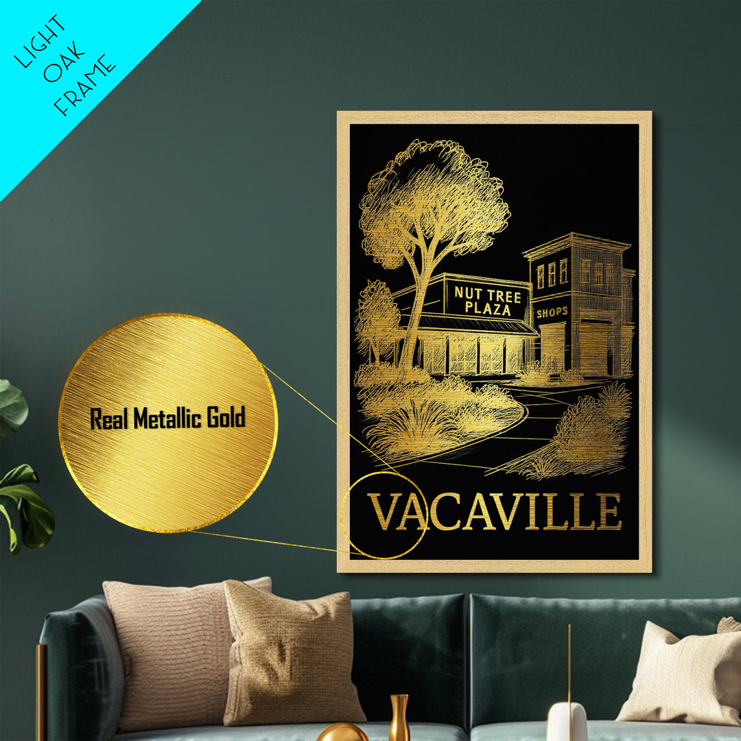 Vacaville California art, Metallic Gold Art, Wood Framed Art, Metal Art, Travel Art Prints, Metallic Gold Art, Bedroom Wall Art