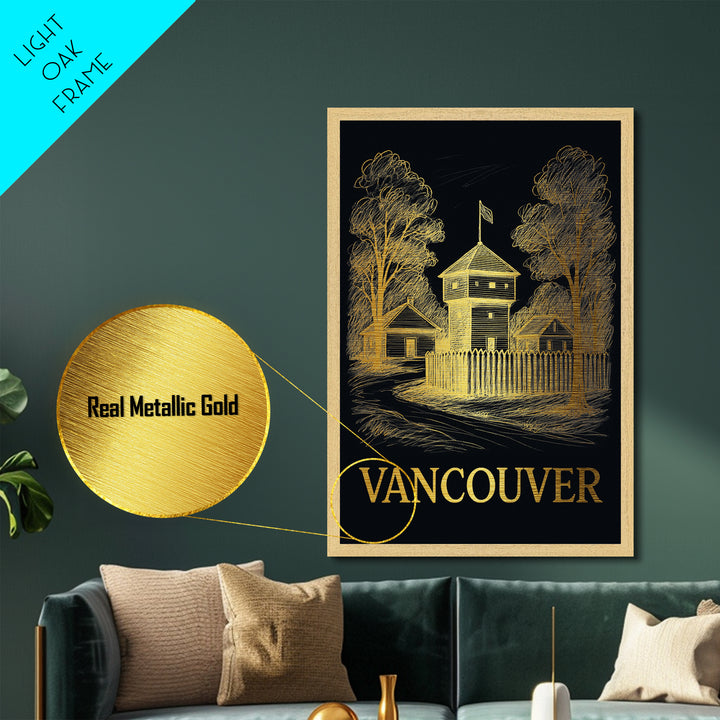 Vancouver Washington art, Metallic Gold Art, Wood Framed Art, Metal Art, Best Friend Gifts, Metallic Gold Art, Modern Art