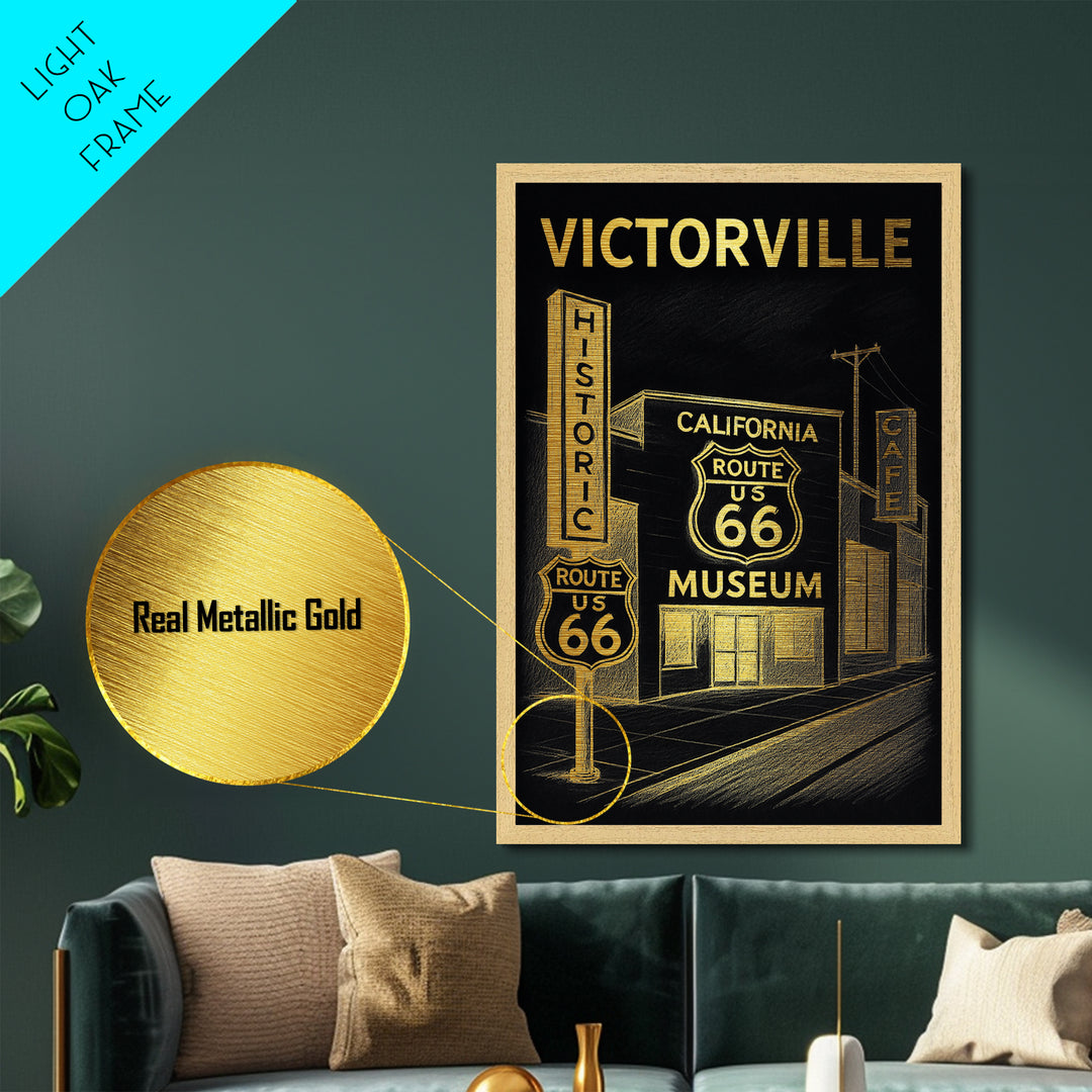 Victorville California travel, Metallic Gold Print, Wood Framed Art, Metal Art, Closing Gift, Metallic Gold Print, Modern Art