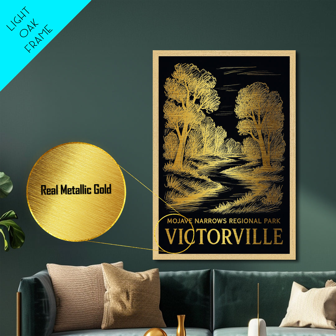 Victorville California art, Metallic Gold Art, Wood Framed Art, Metal Art, Office Decor, Metallic Gold Art, College Dorm Wall Art