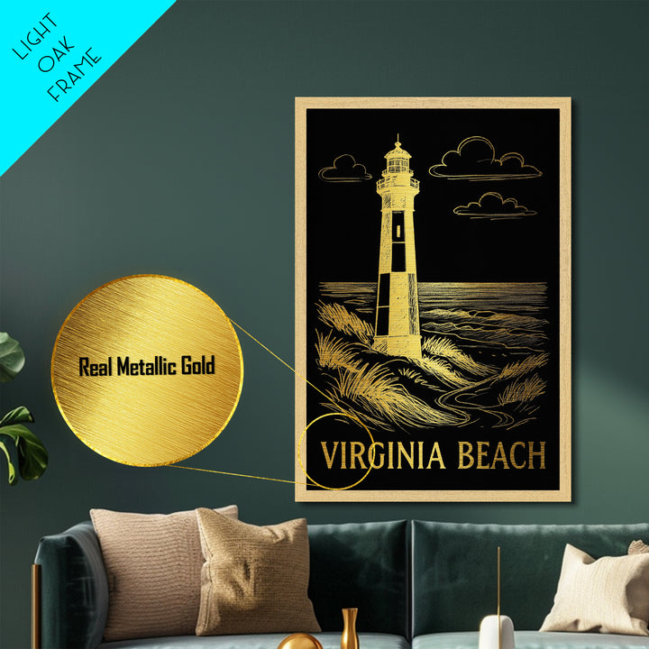Virginia Beach Virginia art, Metallic Gold Art, Wood Framed Art, Metal Art, Travel Art Prints, Metallic Gold Art, Modern Art