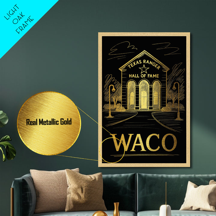 Waco Texas art, Metallic Gold Art, Wood Framed Art, Metal Art, Best Friend Gifts, Metallic Gold Art, Traveler Gift, Home Décor