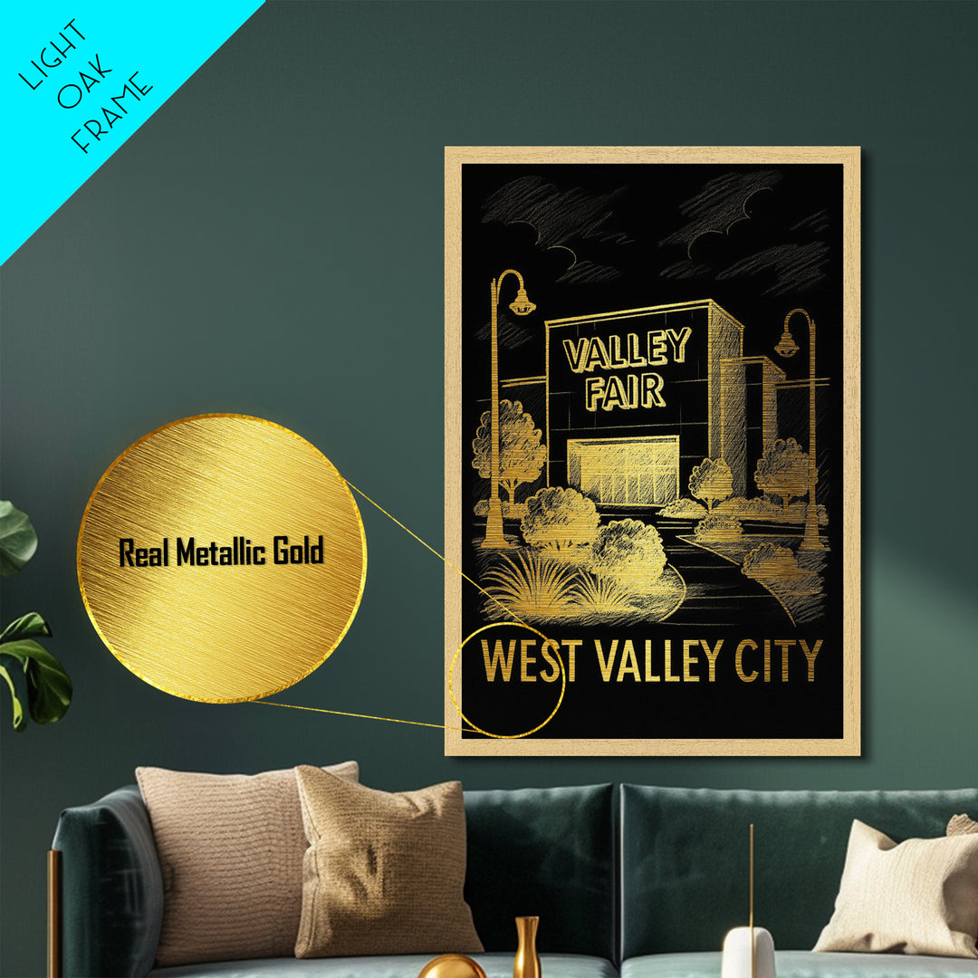 West Valley City Utah travel, Metallic Gold Print, Wood Framed Art, Metal Art, Modern Wall Art, Metallic Gold Print, Modern Art