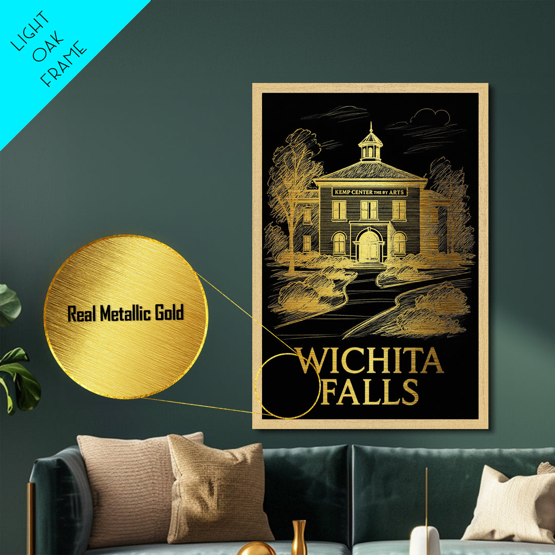 Wichita Falls Texas art, Metallic Gold Art, Wood Framed Art, Metal Art, Best Friend Gifts, Metallic Gold Art, Home Décor