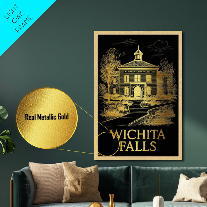 Wichita Falls Texas art, Metallic Gold Art, Wood Framed Art, Metal Art, Best Friend Gifts, Metallic Gold Art, Home Décor