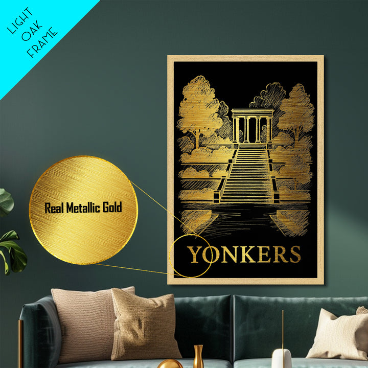 Yonkers New York art, Metallic Gold Art, Wood Framed Art, Metal Art, Best Friend Gifts, Metallic Gold Art, Bedroom Wall Art