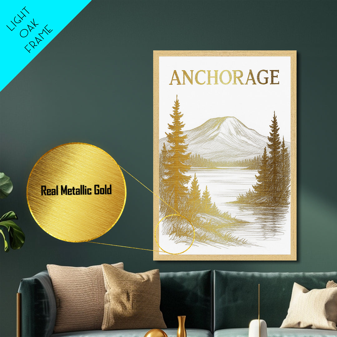 Anaheim California art, Metallic Gold Print, Housewarming Gift, Metal Art, Wood Framed Art, Newlywed Travel Gift, Honeymoon Gift