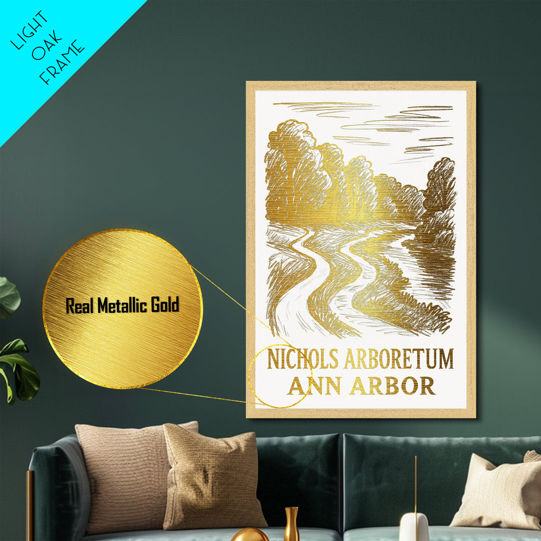 Ann Arbor Michigan art, Metallic Gold Print, Travel Art Prints, Metal Art, Wood Framed Art, Adventure Lover Gift, Traveler Gift
