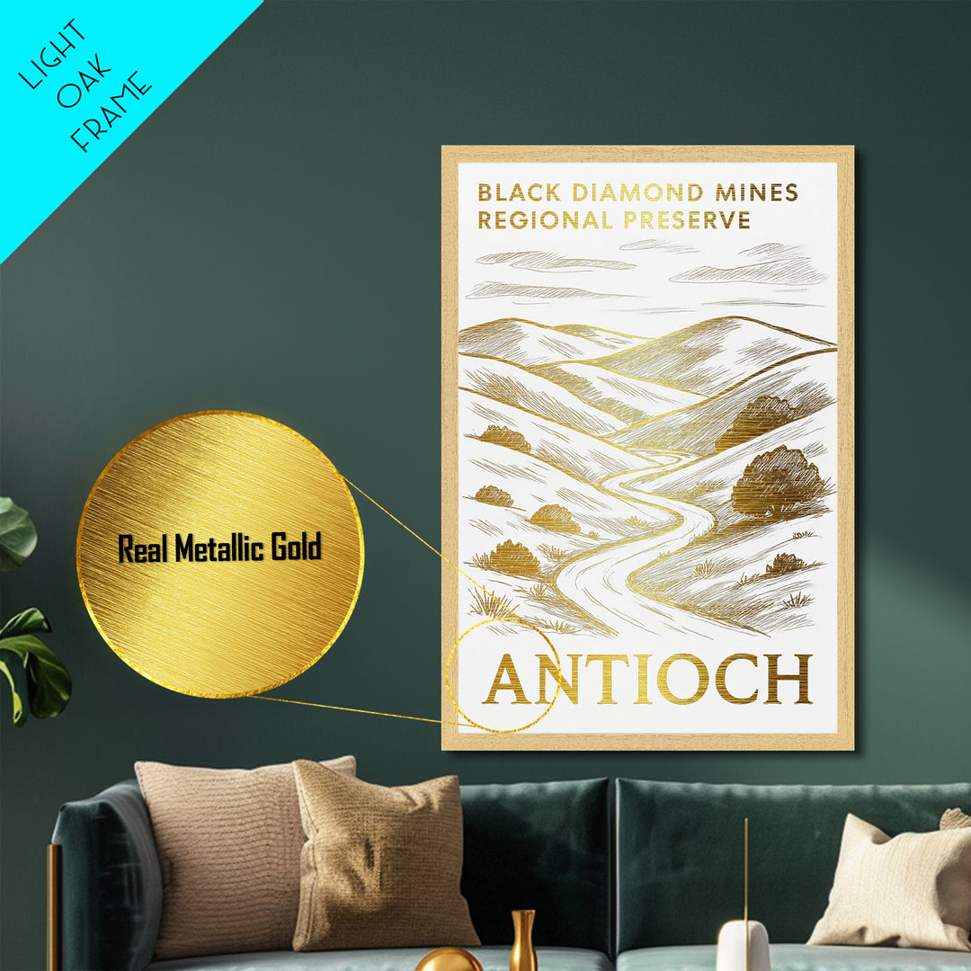 Antioch California art, Metallic Gold Print, Modern House Art, Metal Art, Wood Framed Art, Graduation Travel Gift, Travel Gift