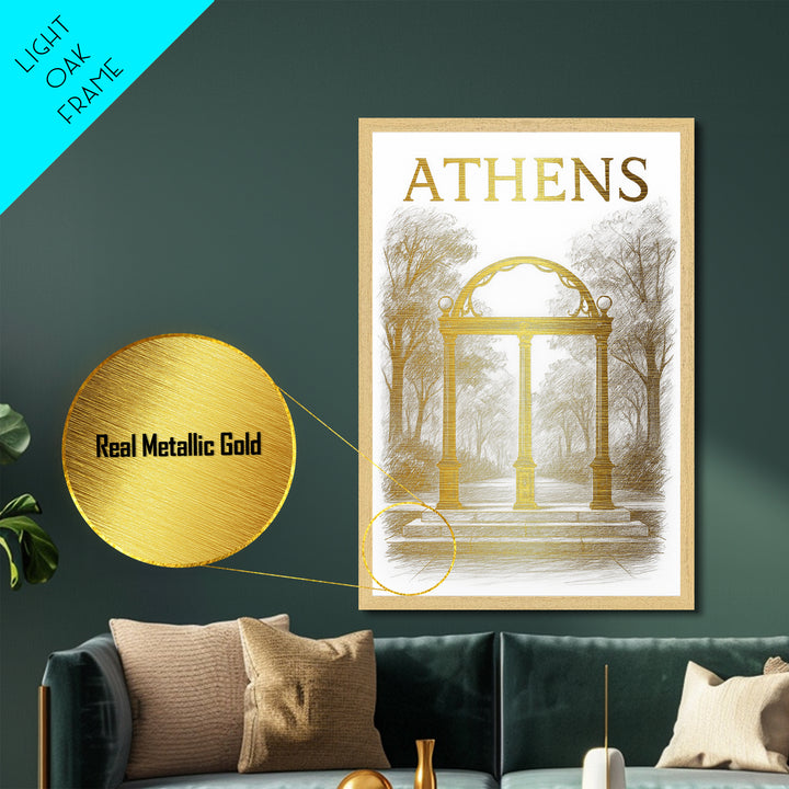 Athens Georgia travel, Metallic Gold Art, Closing Gift, Metal Art, Wood Framed Art, Anniversary Travel Gift, Retirement Travel Gift