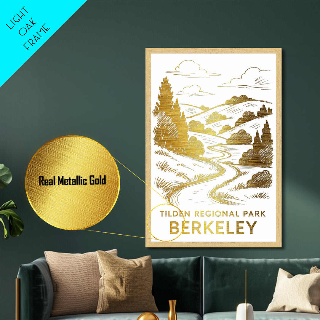 Berkeley California art, Metallic Gold Art, Best Friend Gifts, Metal Art, Wood Framed Art, Birthday Travel Gift, Destination Gift