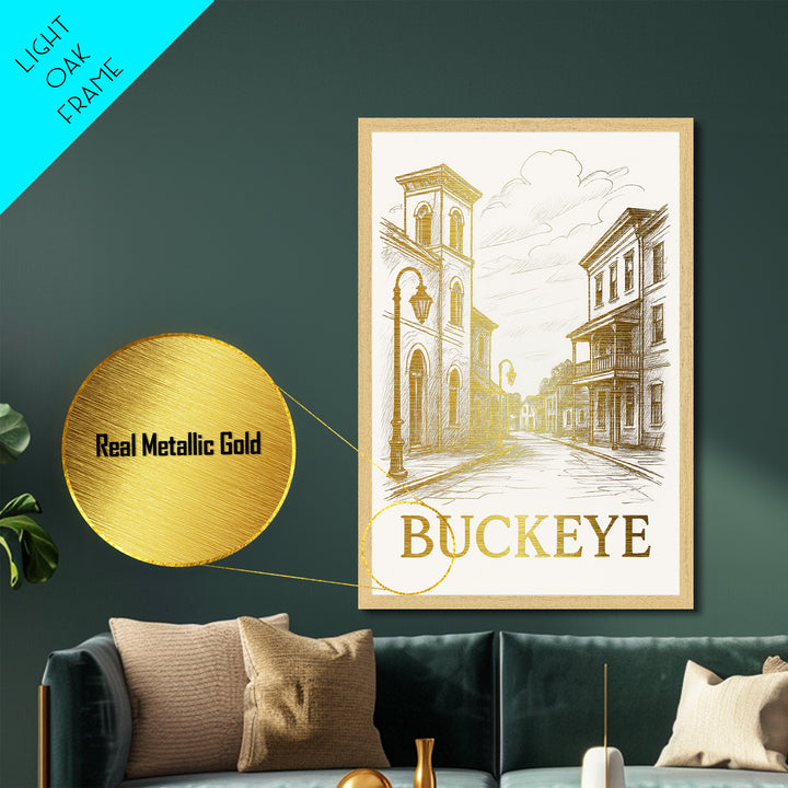 Buckeye Arizona art, Metallic Gold Art, Best Friend Gifts, Metal Art, Wood Framed Art, Birthday Travel Gift, Destination Gift