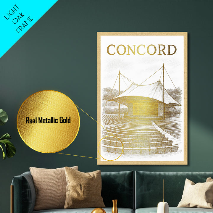 Concord California art, Metallic Gold Art, Office Decor, Metal Art, Wood Framed Art, Graduation Travel Gift, Destination Gift