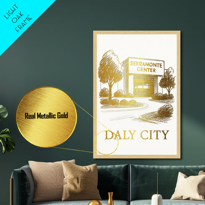 Daly City California art, Metallic Gold Art, Travel Art Prints, Metal Art, Wood Framed Art, Adventure Lover Gift, Traveler Gift