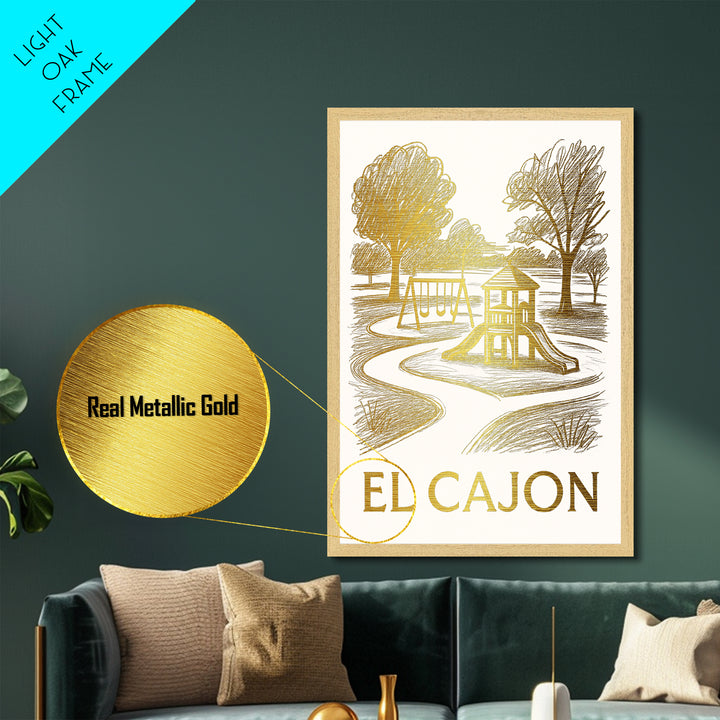 El Cajon California art, Metallic Gold Art, Travel Art Prints, Metal Art, Wood Framed Art, Adventure Lover Gift, Traveler Gift