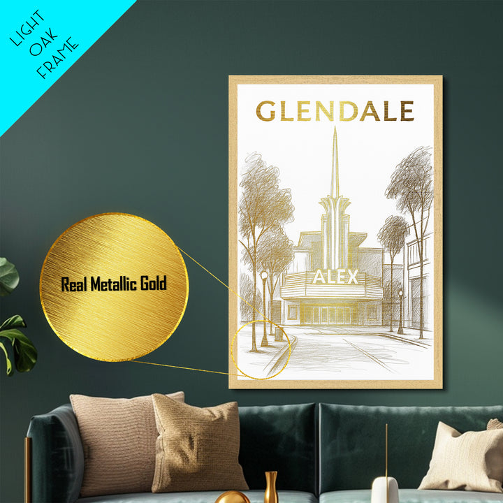 Glendale Arizona art, Metallic Gold Art, Housewarming Gift, Metal Art, Wood Framed Art, Newlywed Travel Gift