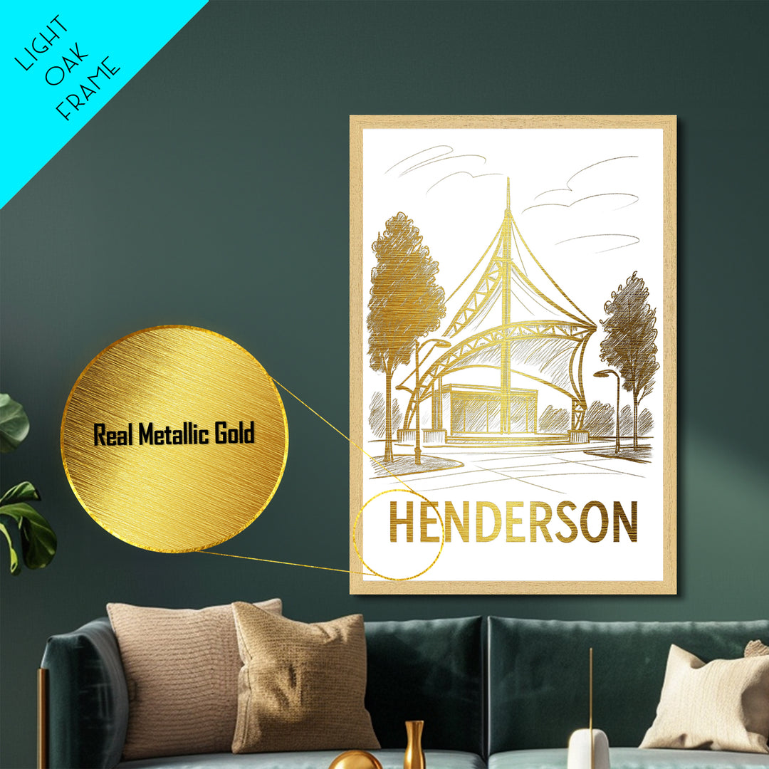 Henderson Nevada art, Metallic Gold Art, Best Friend Gifts, Metal Art, Wood Framed Art, Birthday Travel Gift, Destination Gift